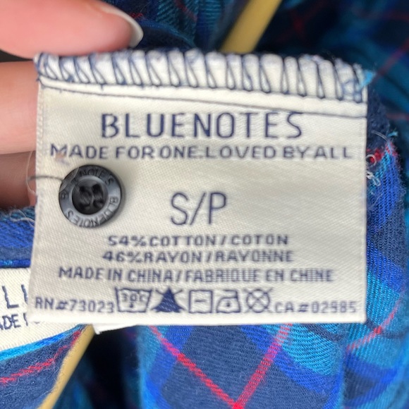 Bluenotes Blue and Red Soft Flannel Plaid Button Up Cozy - Picture 5 of 5